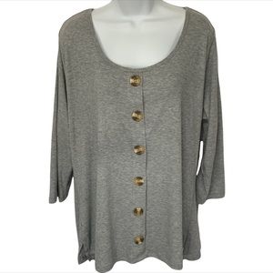 French Laundry Gray Ribbed Knit Top NWT